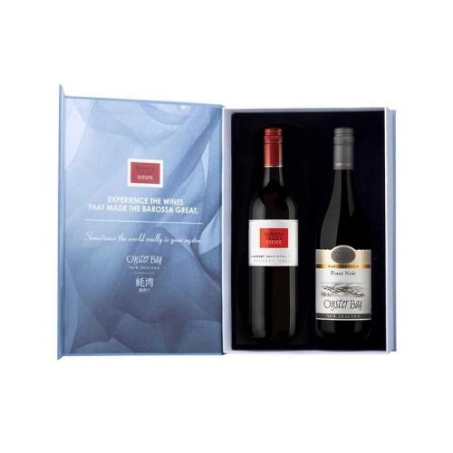 蚝湾黑皮诺红葡萄酒+巴罗萨谷酒庄赤霞珠红葡萄酒礼盒套装